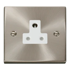 Click Deco 5A Round Pin Socket White Victorian Sat Chrome