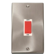 Click Deco 2 Gang 45A DP Switch White Victorian Sat Chrome