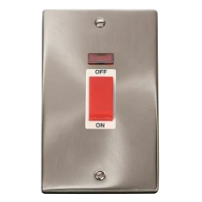 Click Deco 2 Gang 45A DP Switch With Neon White Victorian Sat Chrome