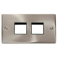 Click Deco 2 Gang Plate (2 x 2) Aperture Black Victorian Sat Chrome