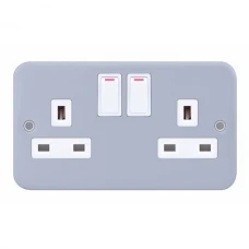 Selectric Metal Clad 2 Gang 13A Switched Socket