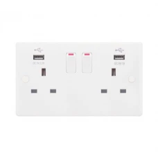 Selectric Smooth 2 Gang 13A Switched Socket with USB Outlet