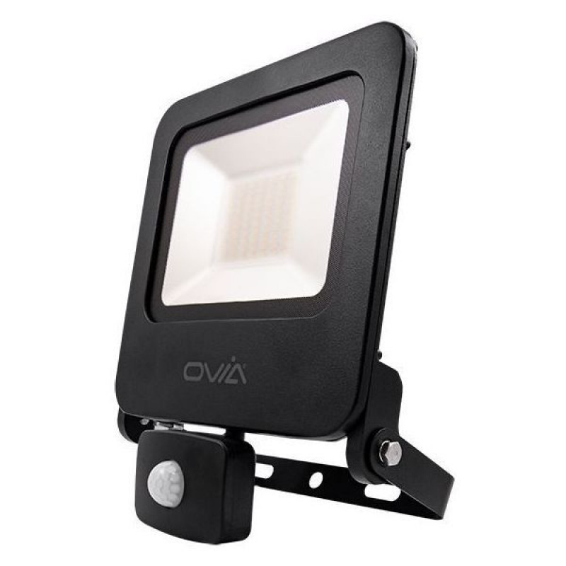 Ovia Black Aluminium Pathfinder LED IP44 IK06 Floodlight with PIR 4000K