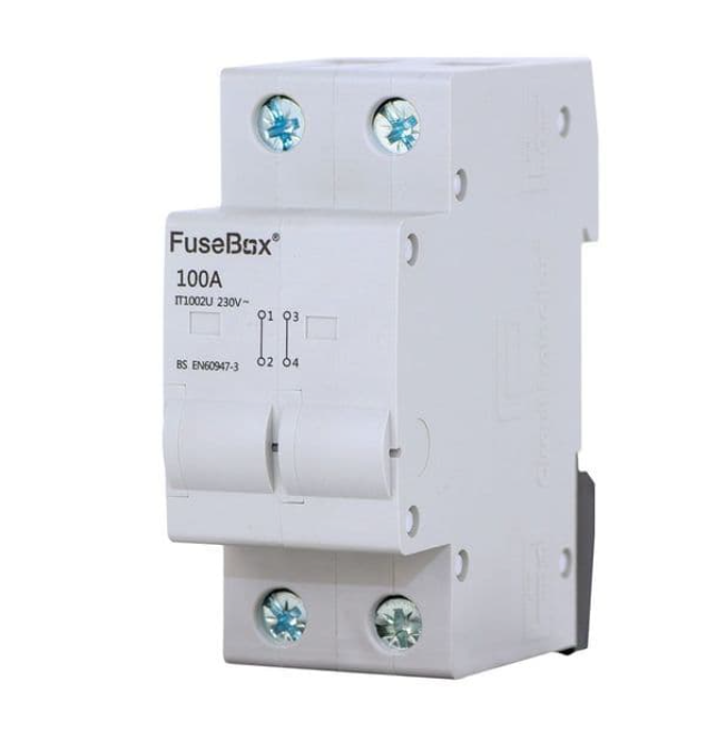 FUSEBOX IT1002U 100A 2 POLE DIN RAIL CONNECTOR