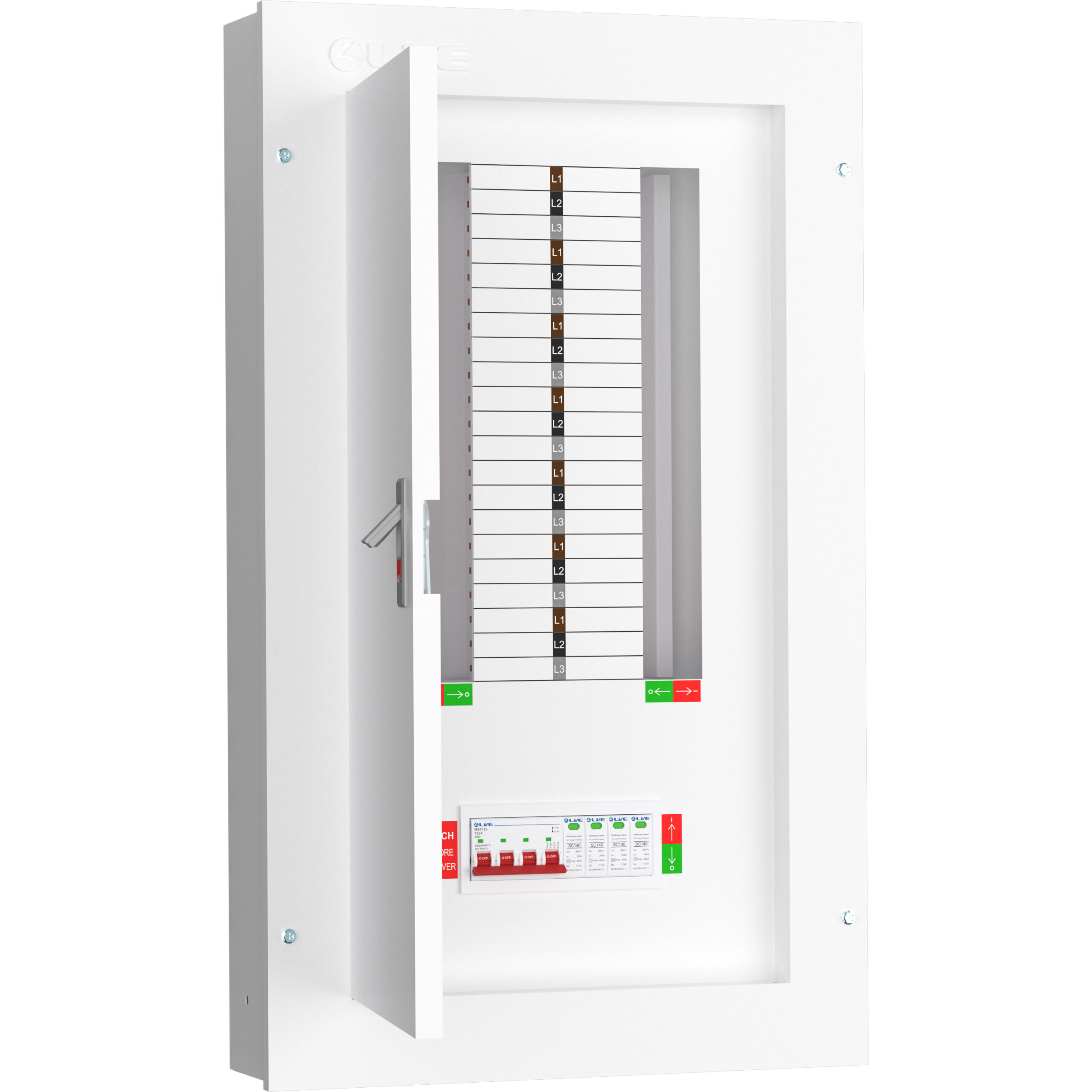 Live Electrical TPN14-125S 125 Amp 14 Way TPN Distribution Board with SPD