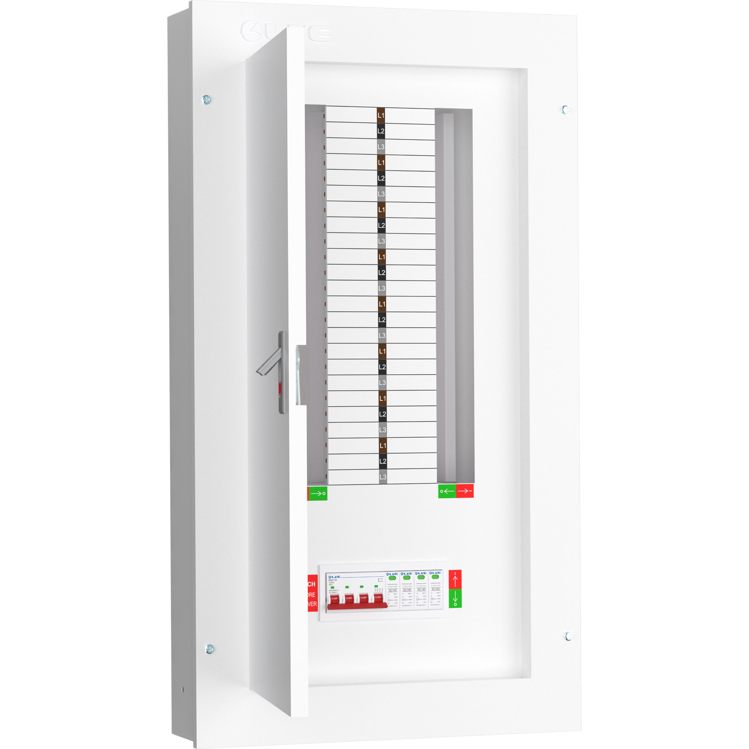 Live Electrical TPN16-125S 125 Amp 16 Way TPN Distribution Board with SPD