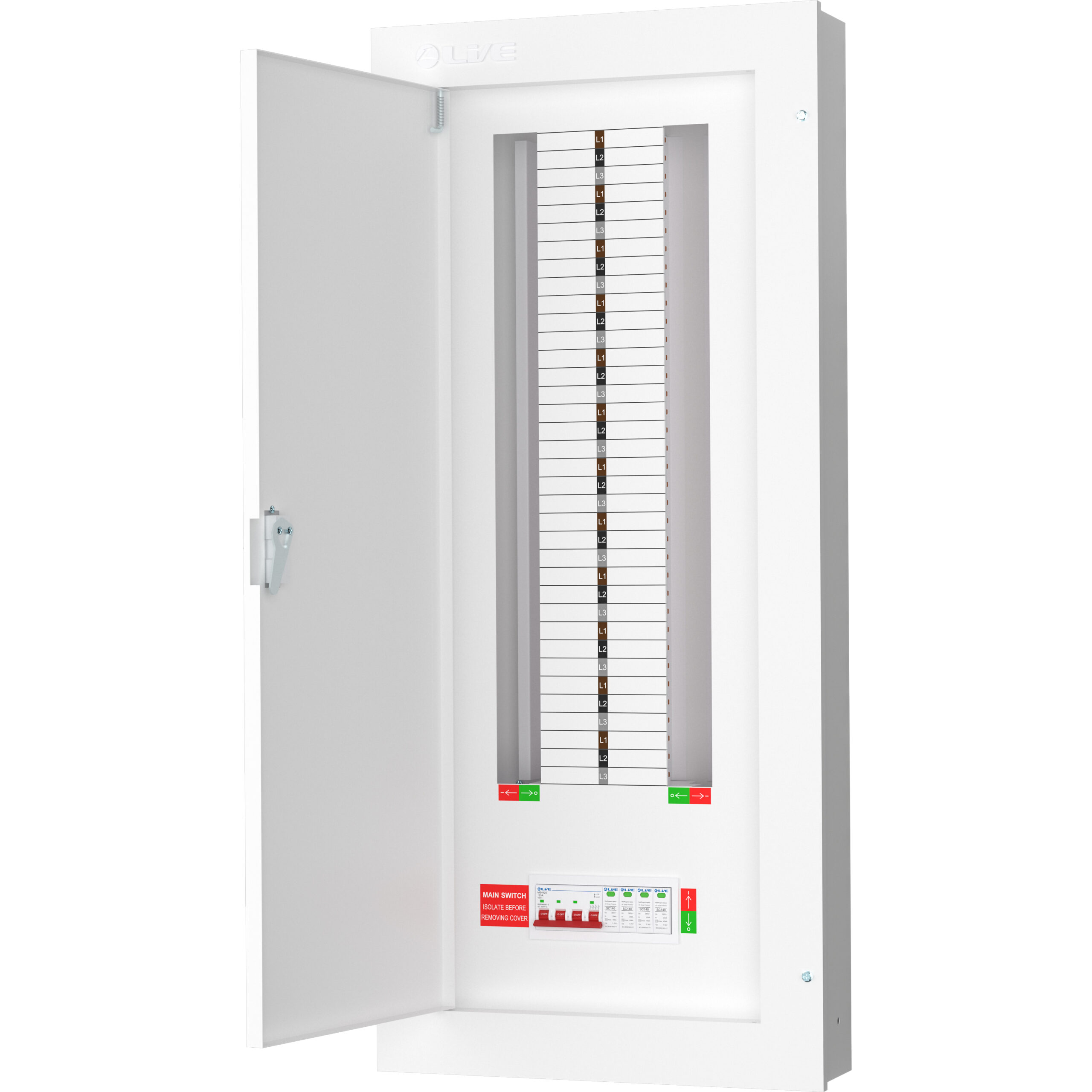 Live Electrical TPN24-125S 125 Amp 24 Way TPN Distribution Board with SPD