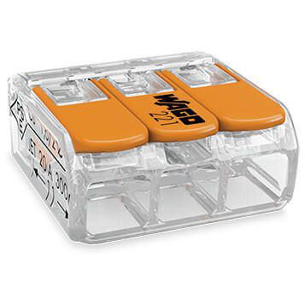 Wago Transparent 3 Pole Compact Lever Connector (x50)