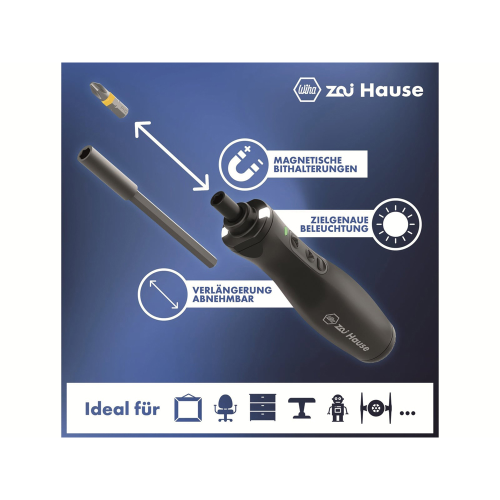 Wiha Zai Hause 44621 11 Piece E-Screwdriver & Bit Set Power Assisted / Electric