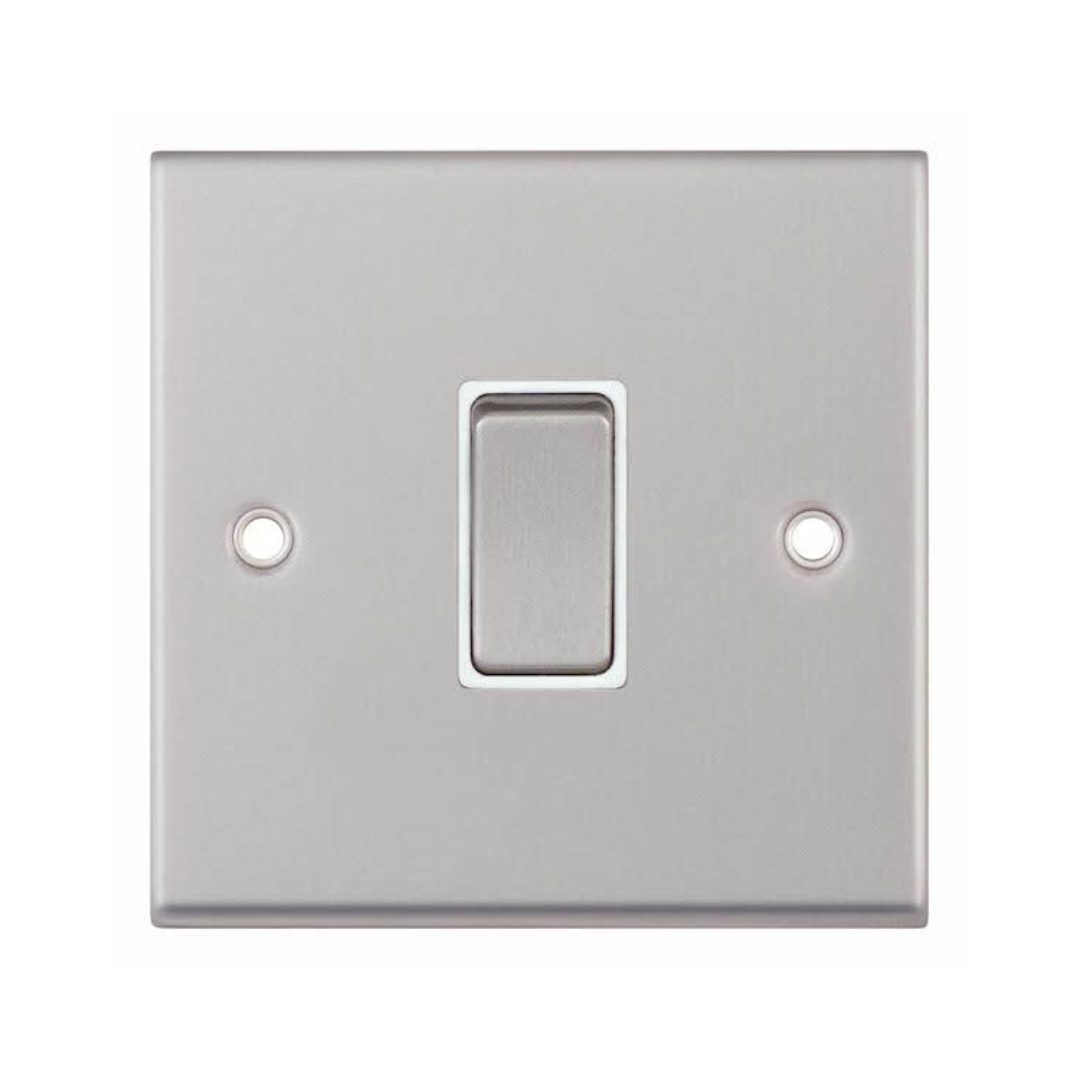 Selectric 7MPRO-101 Satin Chrome 1 Gang 10A 2 Way Switch with White Insert