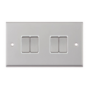 Selectric 7MPRO-104 Satin Chrome 4 Gang 10A 2 Way Switch with White Insert