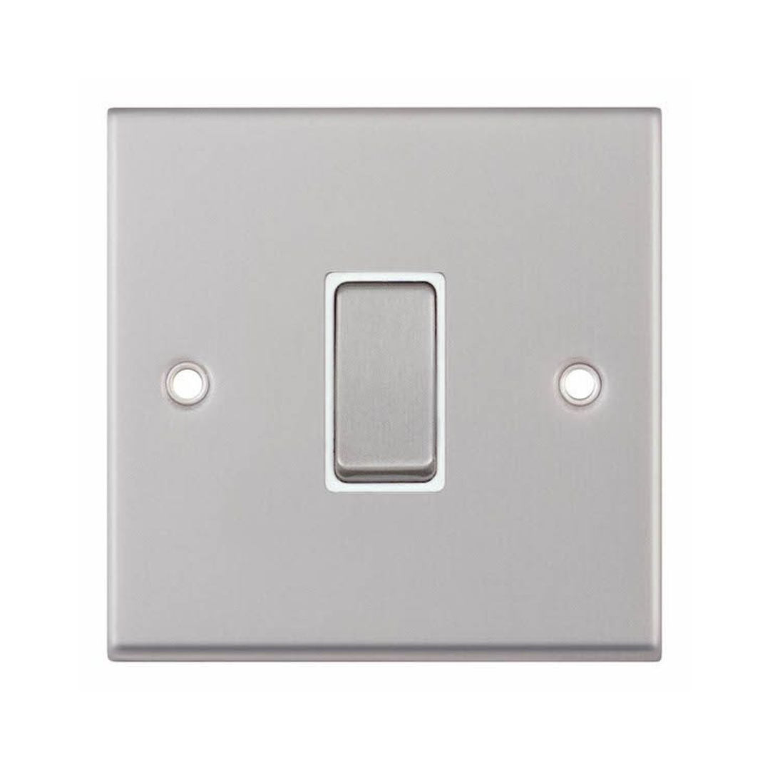 Selectric 7MPRO-107 Satin Chrome 1 Gang 10A Intermediate Switch with White Insert