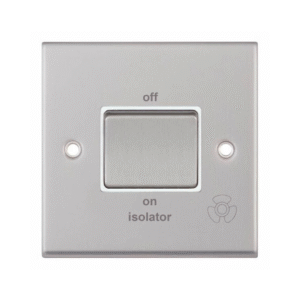 Selectric 7MPRO-108 Satin Chrome 1 Gang 10A 3 Pole Fan Isolator Switch with White Insert