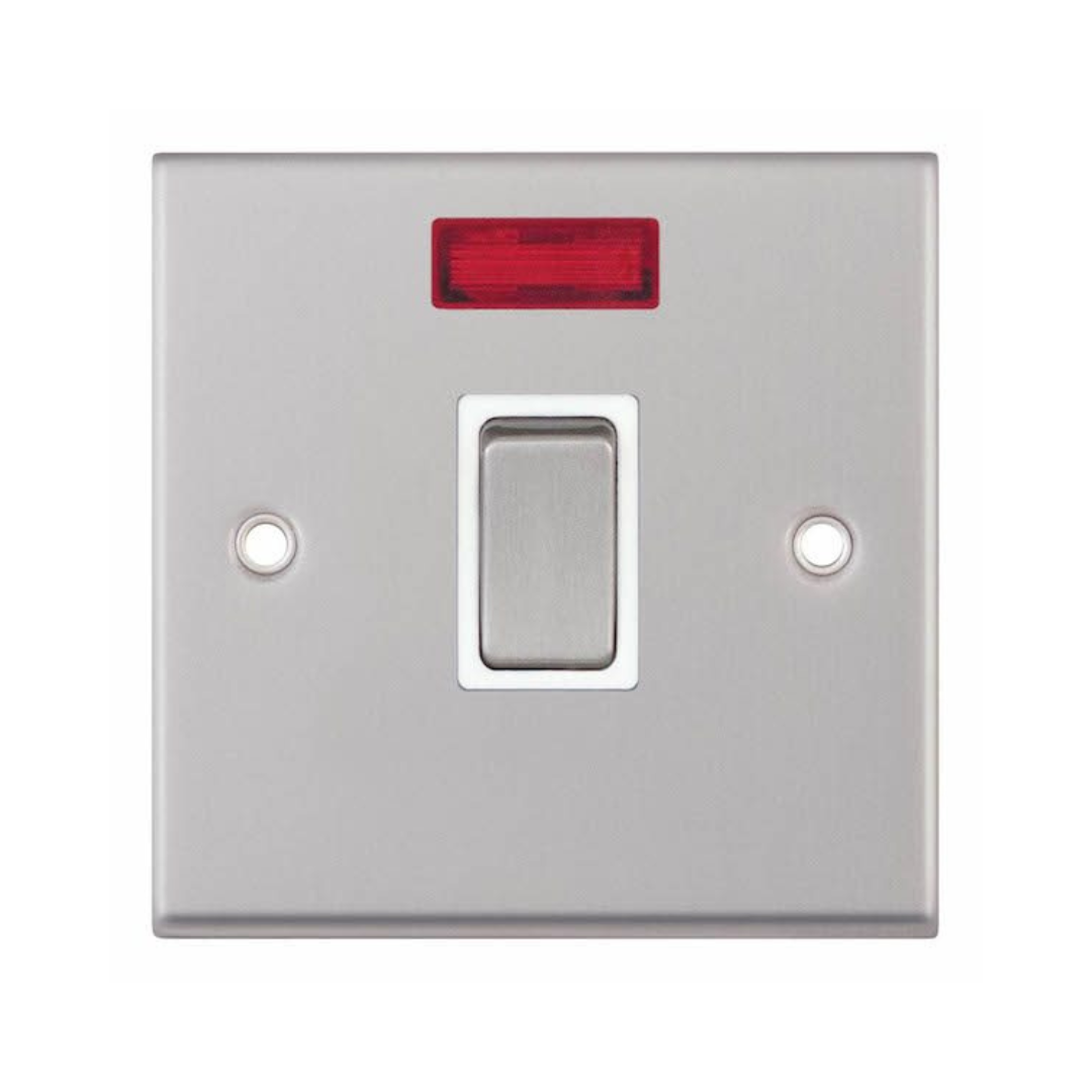 Selectric 7MPRO-116 Satin Chrome 1 Gang 20A DP Switch with Neon and White Insert
