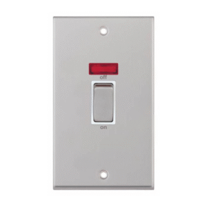 Selectric 7MPRO-118 Satin Chrome 2 Gang 45A DP Switch with Neon and White Insert
