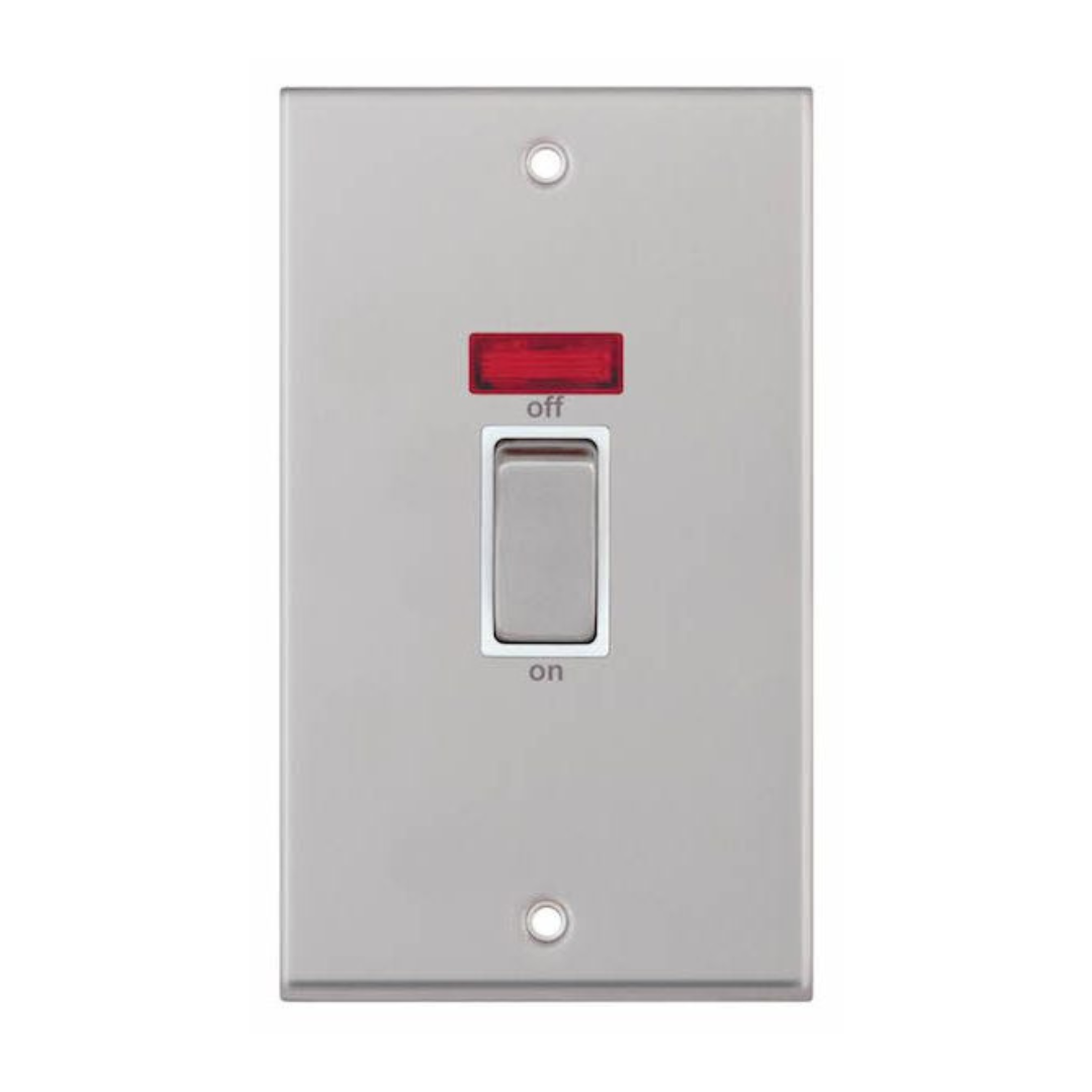 Selectric 7MPRO-118 Satin Chrome 2 Gang 45A DP Switch with Neon and White Insert