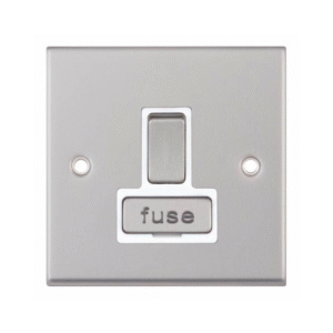 Selectric 7MPRO-128 Satin Chrome 13A DP Switched Fused Connection Unit with White Insert