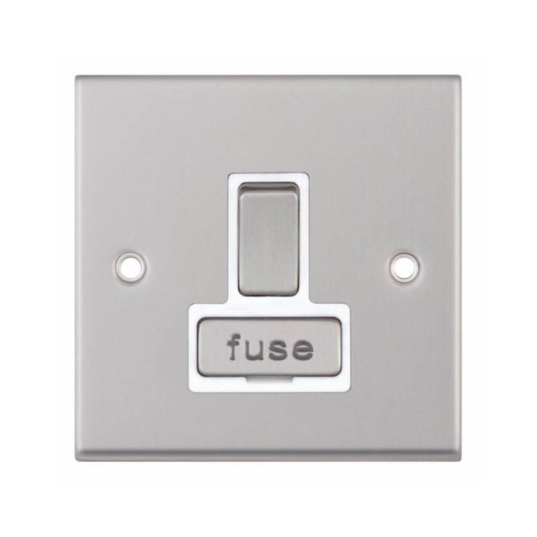 Selectric 7MPRO-128 Satin Chrome 13A DP Switched Fused Connection Unit with White Insert