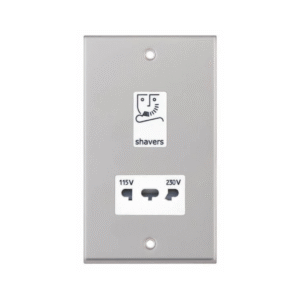 Selectric 7M-Pro Satin Chrome 115/230V Dual Voltage Shaver Socket with White Insert