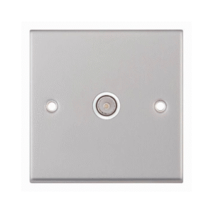Selectric 7MPRO-133 Satin Chrome 1 Gang TV Socket with White Insert