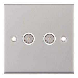 Selectric 7MPRO-134 2 Gang TV/FM ﻿Coaxial/Aerial Socket With White Insert