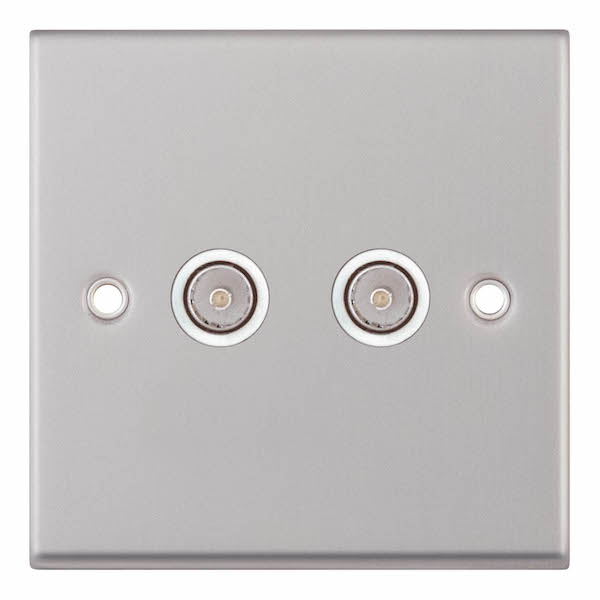 Selectric 7MPRO-134 2 Gang TV/FM ﻿Coaxial/Aerial Socket With White Insert