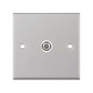 Selectric 7MPRO-135 Satin Chrome 1 Gang Satellite Socket with White Insert