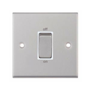 Selectric 7M-Pro Satin Chrome 1 Gang 45A DP Switch with White Insert
