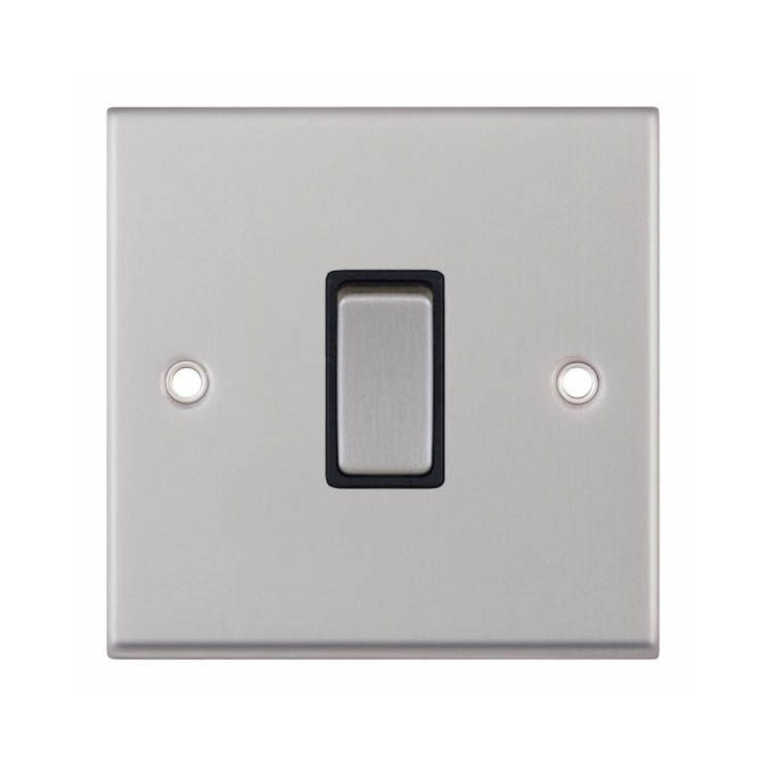 Selectric 7MPRO-201 Satin Chrome 1 Gang 10A 2 Way Switch with Black Insert
