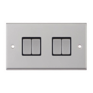 Selectric 7MPRO-204 Satin Chrome 4 Gang 10A 2 Way Switch with Black Insert