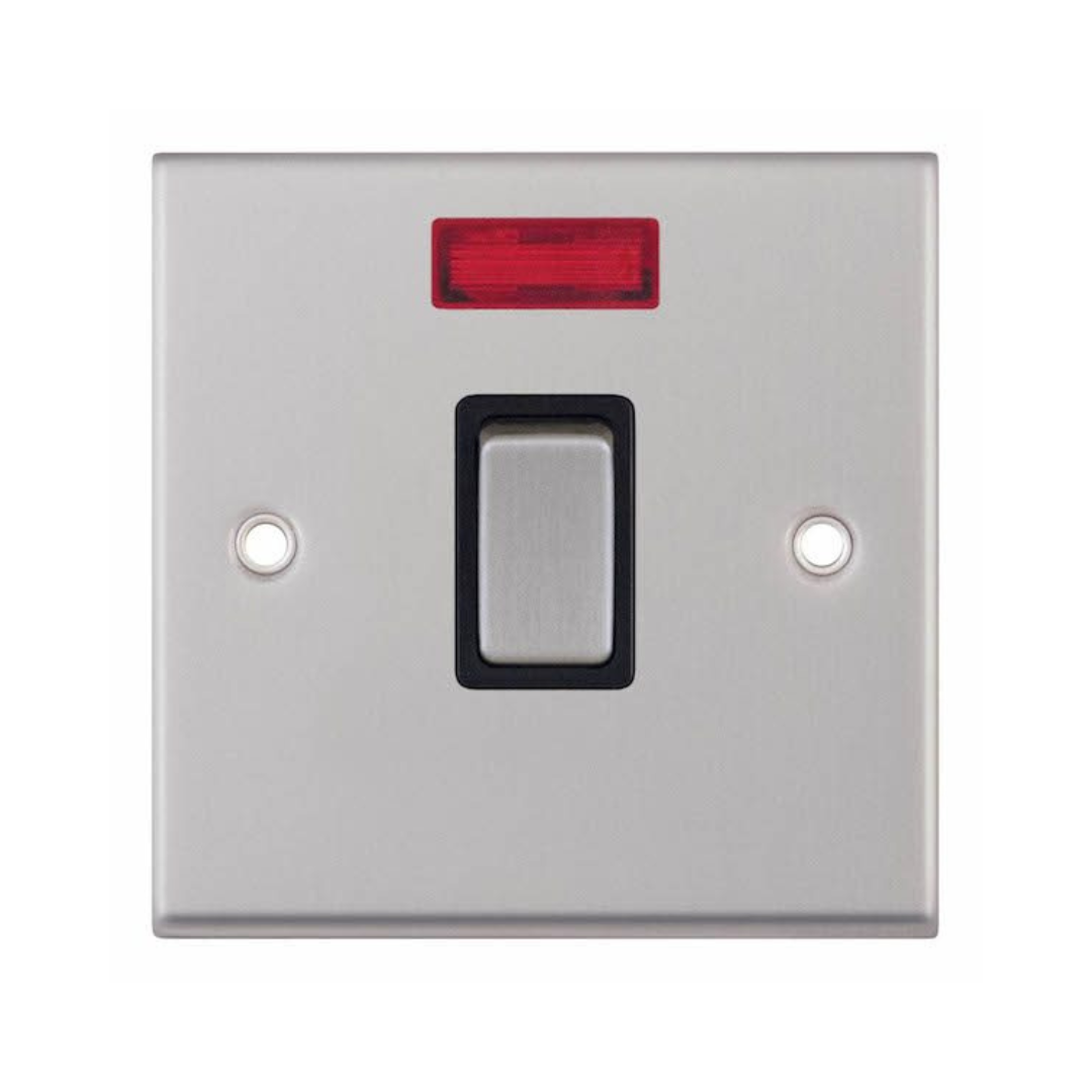 Selectric 7MPRO-216 Satin Chrome 1 Gang 20A DP Switch with Neon and Black Insert