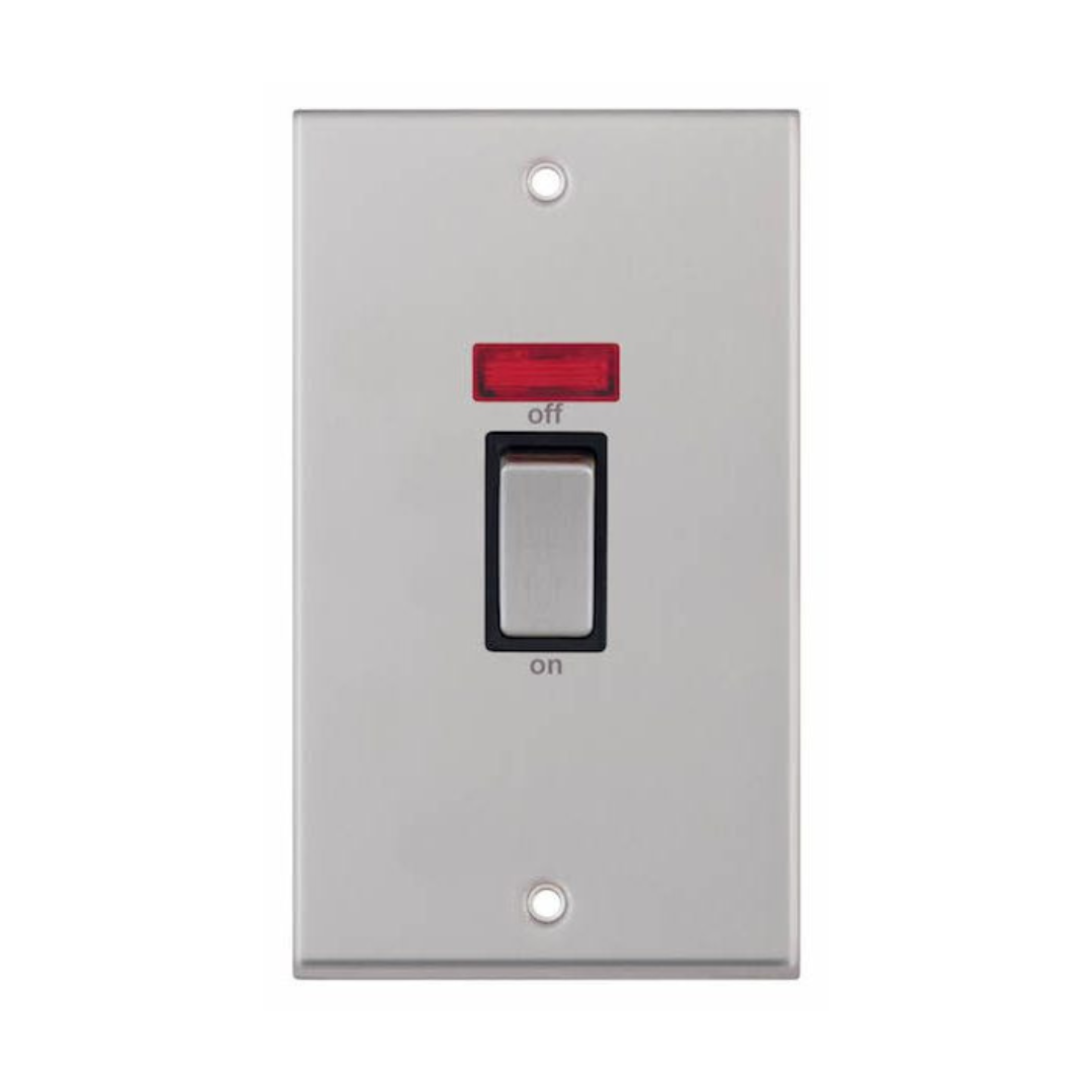 Selectric 7MPRO-218 Satin Chrome 2 Gang 45A DP Switch with Neon and Black Insert