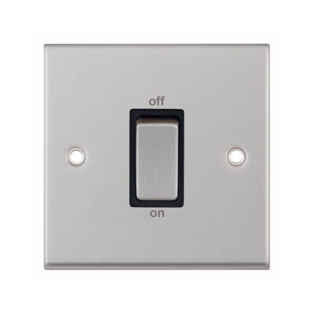 Selectric 7M-Pro Satin Chrome 1 Gang 45A DP Switch with Black Insert