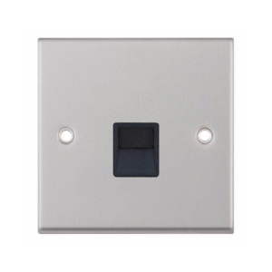 Selectric 7MPRO-238 Satin Chrome 1 Gang Telephone Master Socket with Black Insert