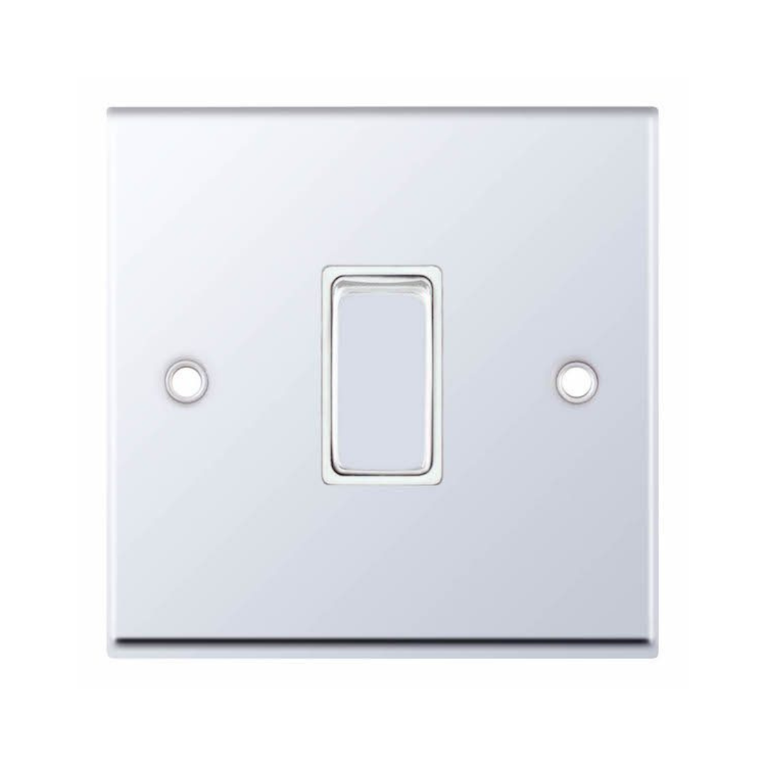 Selectric 7MPRO-301 Polished Chrome 1 Gang 10A 2 Way Switch with White Insert