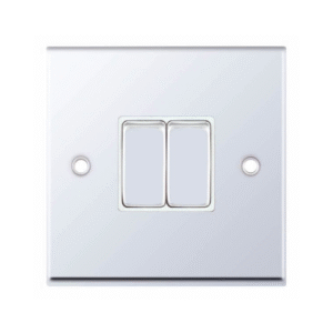 Selectric 7MPRO-302 Polished Chrome 2 Gang 10A 2 Way Switch with White Insert