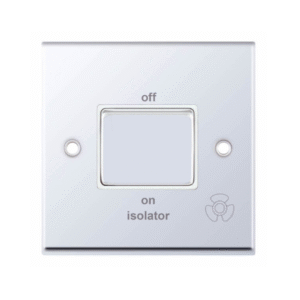 Selectric 7MPRO-308 Polished Chrome 1 Gang 10A 3 Pole Fan Isolator Switch with White Insert