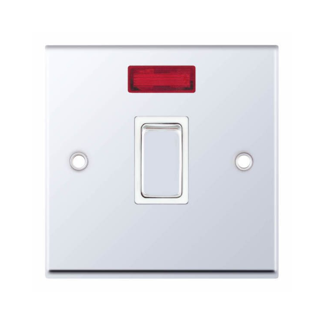 Selectric 7MPRO-316 Polished Chrome 1 Gang 20A DP Switch with Neon and White Insert