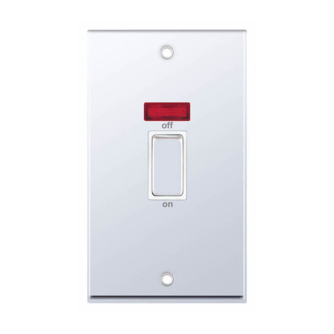 Selectric 7MPRO-318 Polished Chrome 2 Gang 45A DP Switch with Neon and White Insert