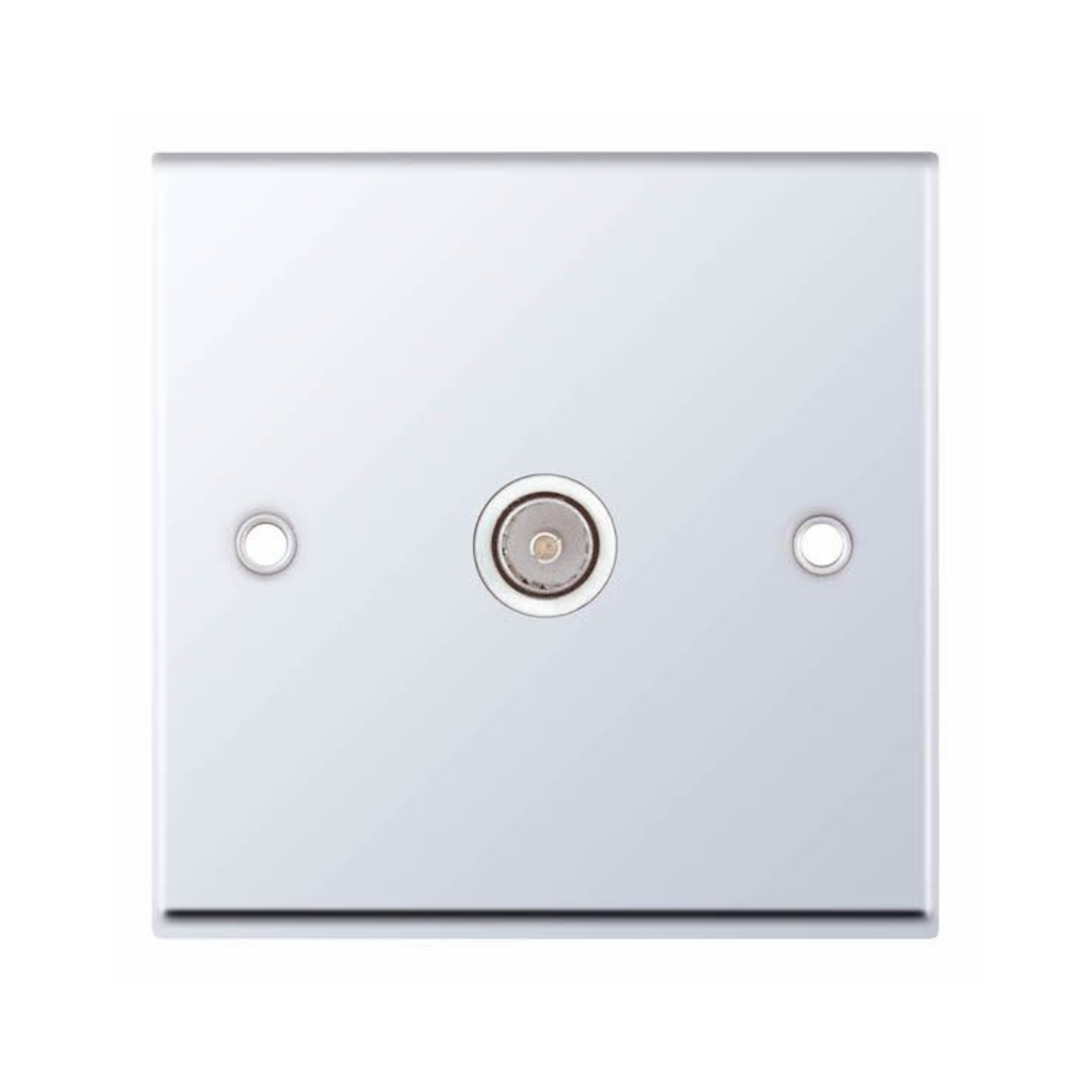 Selectric 7MPRO-333 Polished Chrome 1 Gang TV Socket with White Insert