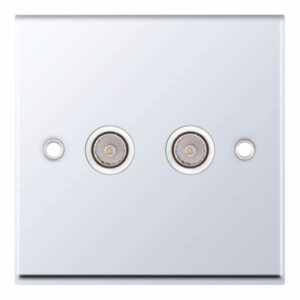 Selectric 7MPRO-334 2 Gang TV/FM ﻿Coaxial/Aerial Socket With White Insert