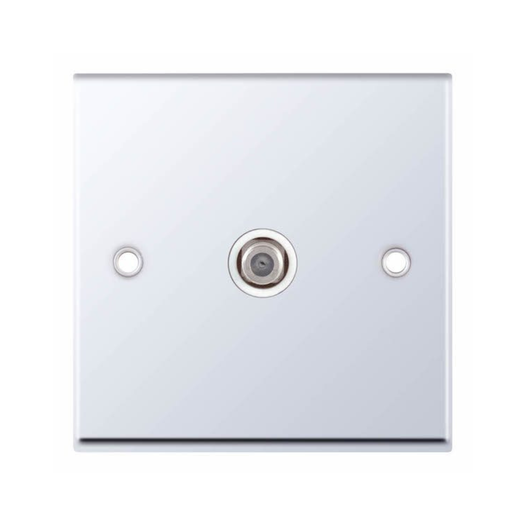 Selectric 7MPRO-335 Polished Chrome 1 Gang Satellite Socket with White Insert
