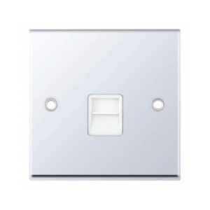 Selectric 7MPRO-338 Polished Chrome 1 Gang Telephone Master Socket with White Insert