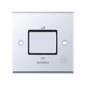 Selectric 7MPRO-508 Polished Chrome 1 Gang 10A 3 Pole Fan Isolator Switch with Black Insert