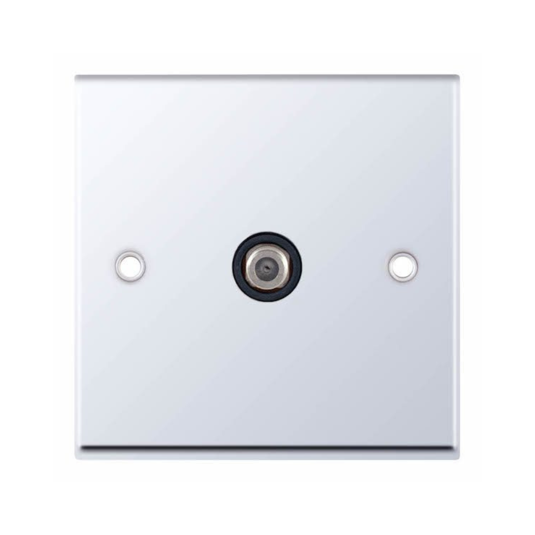 Selectric 7MPRO-535 Polished Chrome 1 Gang Satellite Socket with Black Insert