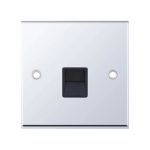 Selectric 7MPRO-538 Polished Chrome 1 Gang Telephone Master Socket with Black Insert