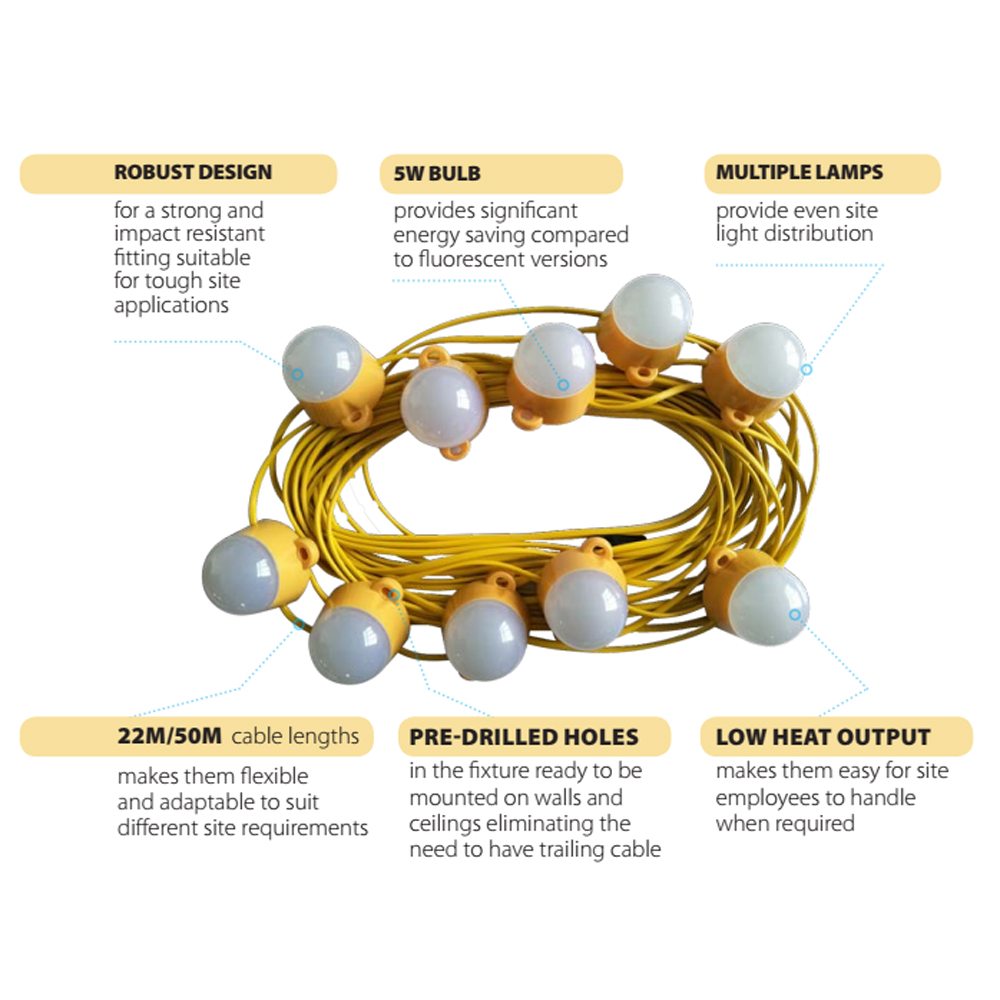 Red Arrow 20-Way 110V LED Festoon Kit 100W 50M IP44