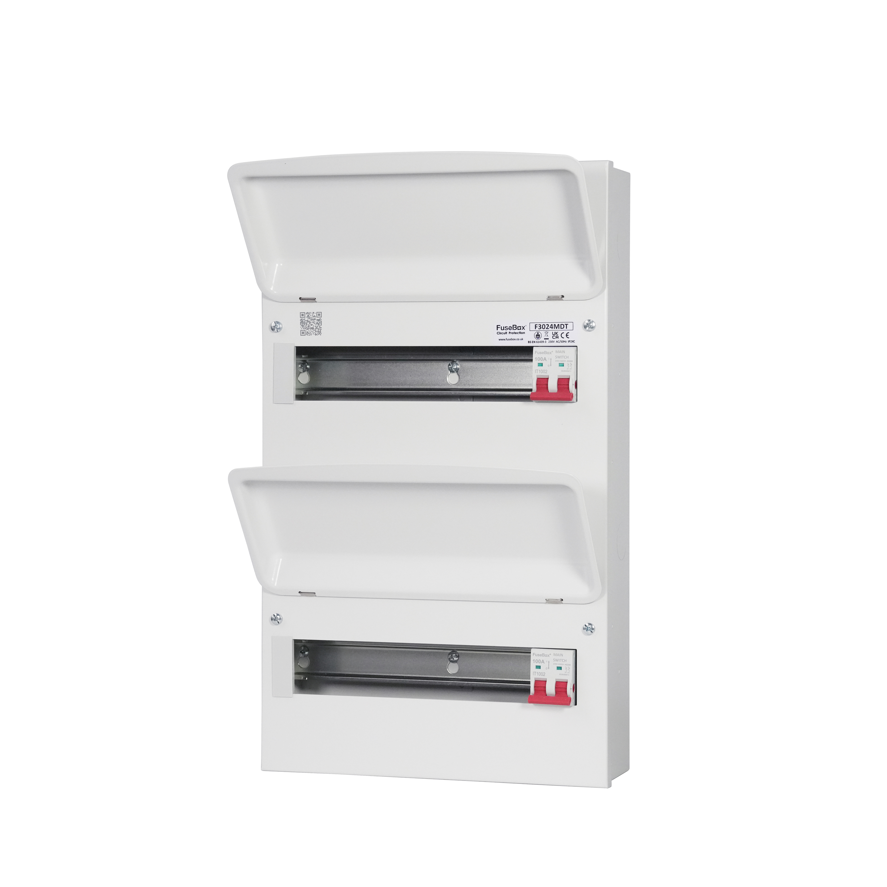 FuseBox F3024MDT Dual Tariff Consumer Unit 24 Way 2x100A Main Switch