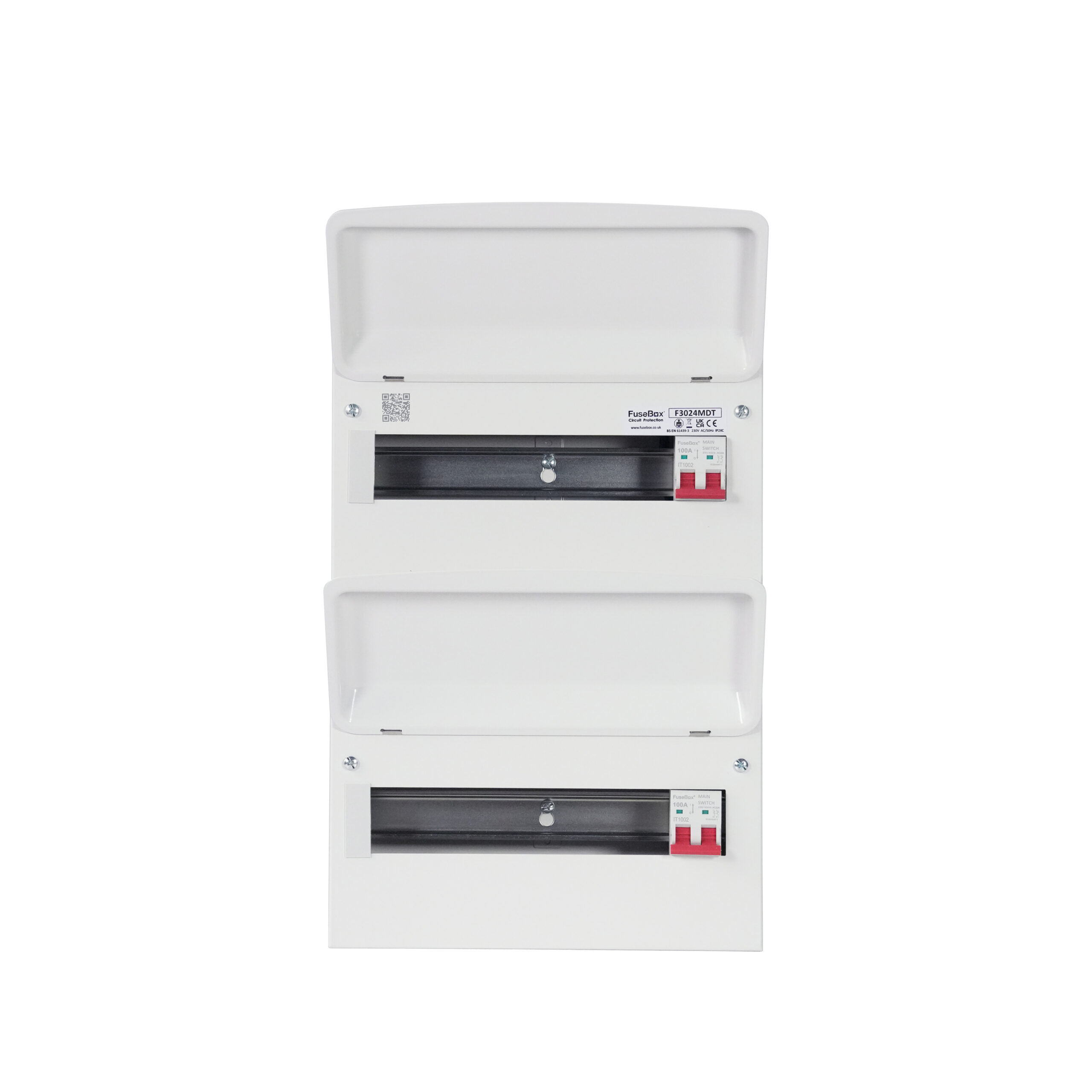FuseBox F3024MDT Dual Tariff Consumer Unit 24 Way 2x100A Main Switch