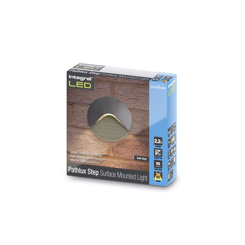 Integral LED Outdoor PathLux Step 2.2W, Warm White LED - Dark Grey